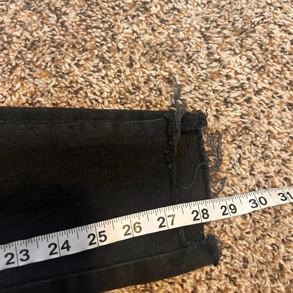 ZARA Black Distressed Raw‎ Hem Straight Leg Jeans Women's Size 4